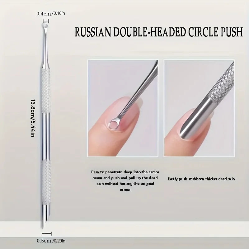 Professional Stainless Steel Cuticle Pusher and Nail Cleaner - 5