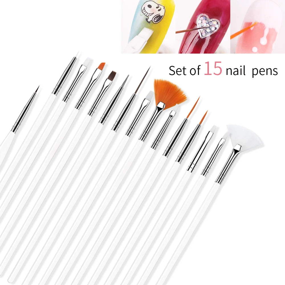 Professional Nail Art Brush Set for Manicure Designs - 15