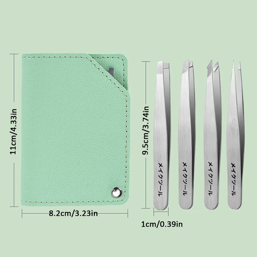 Professional Stainless Steel Eyebrow Tweezer Grooming Set - 5