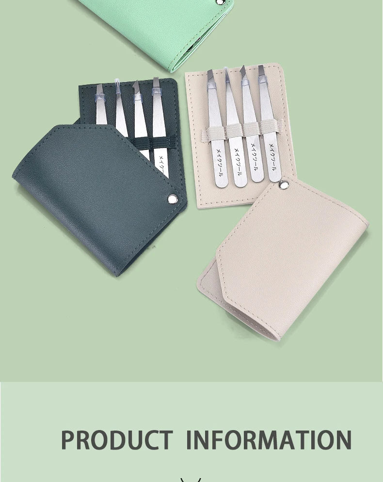 Professional Stainless Steel Eyebrow Tweezer Grooming Set - 17