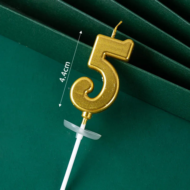 3D Gold Number Birthday Cake Candle - 14