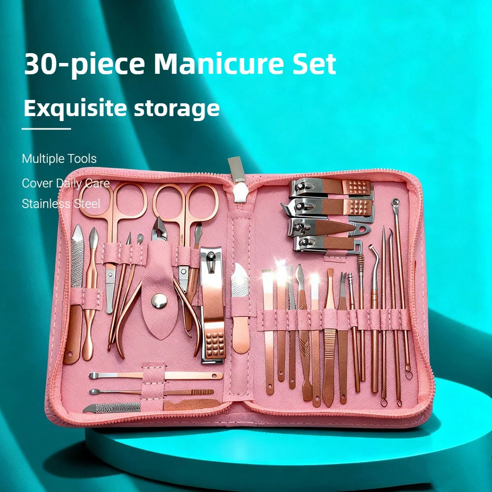 Professional Gradient Stainless Steel Manicure Grooming Kit - 6