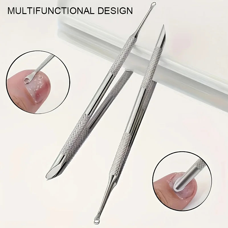 Professional Stainless Steel Cuticle Pusher and Nail Cleaner