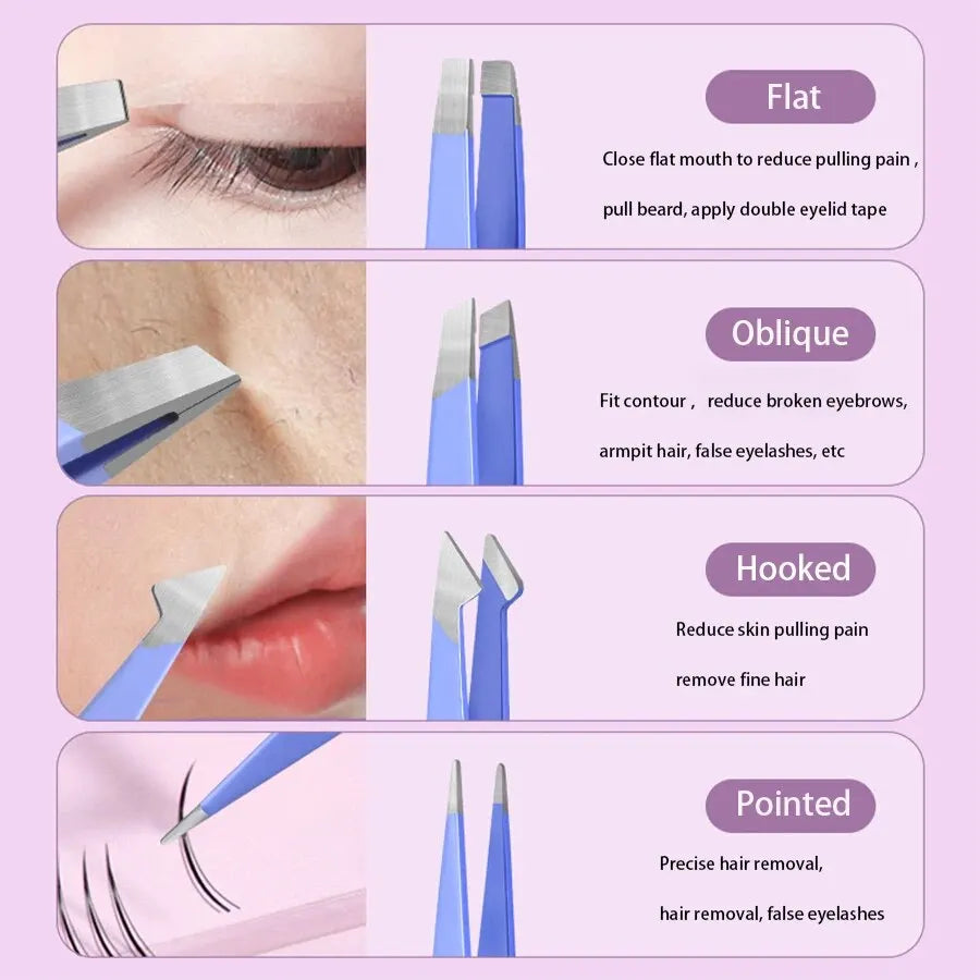 Professional Precision Eyebrow Tweezer Set