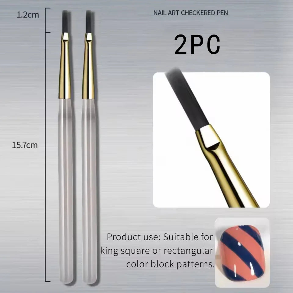 French Plaid Grid Nail Art Design Brush