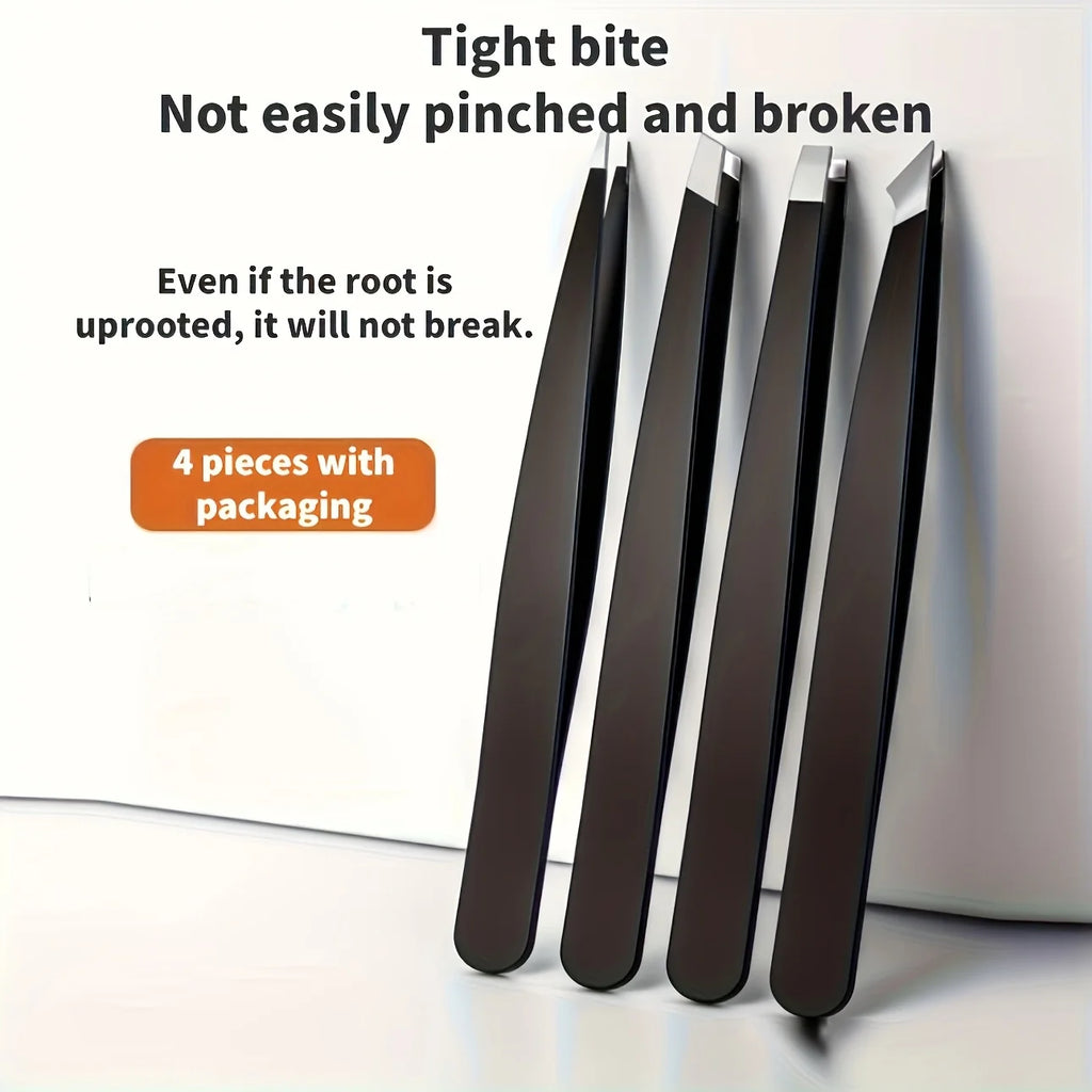 Precision Stainless Steel Eyebrow Tweezer Set