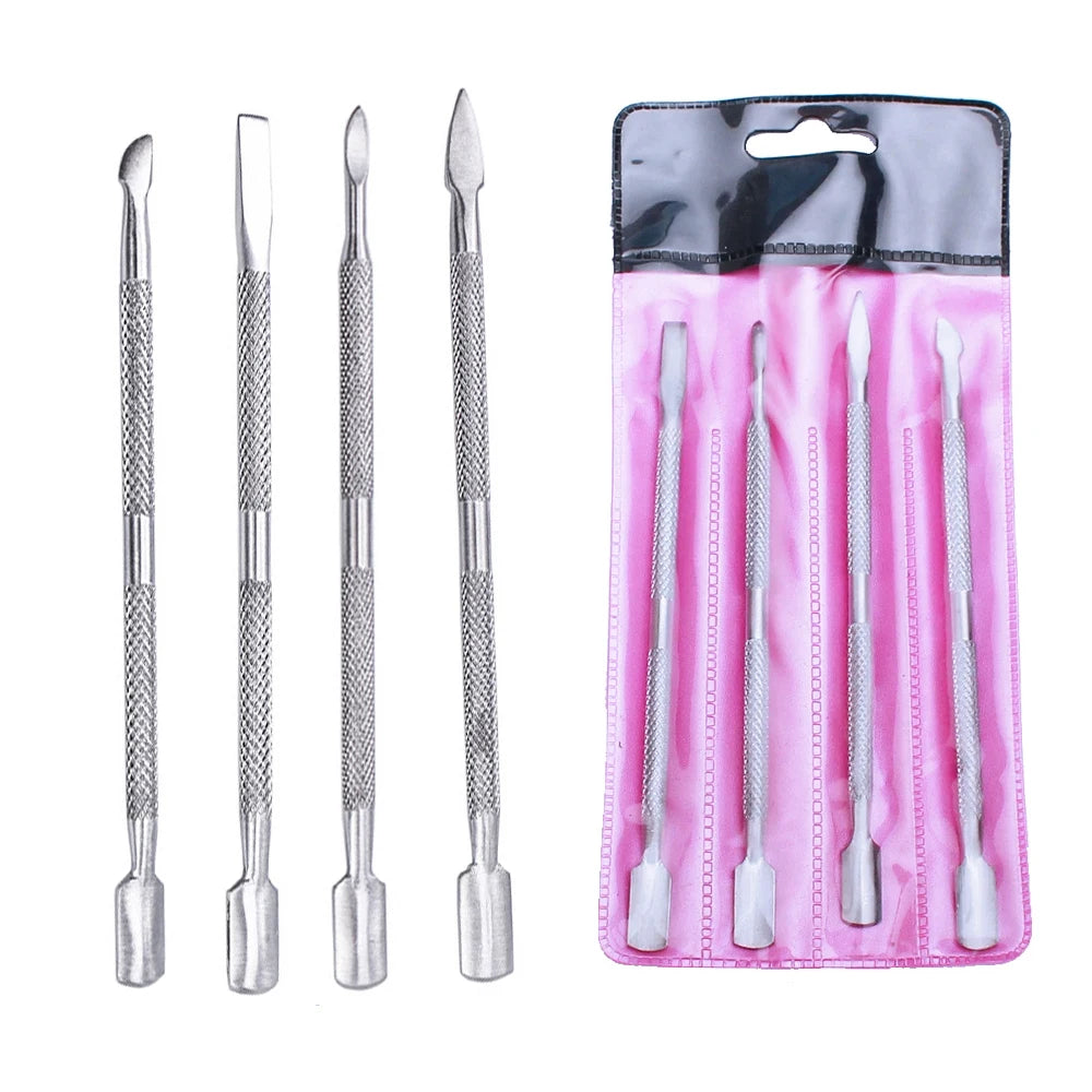 Professional Stainless Steel Cuticle Pusher Manicure Set - 9