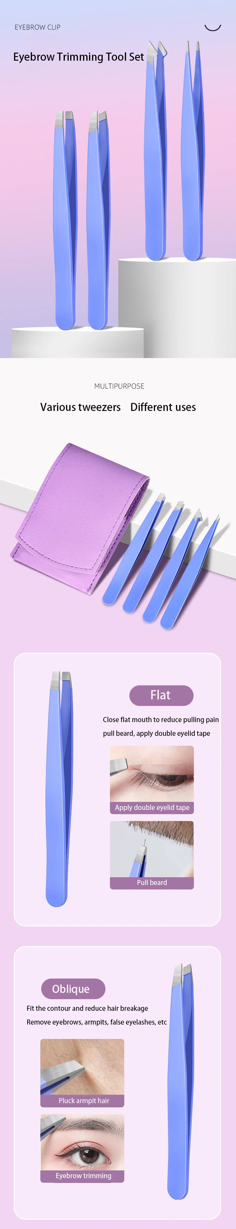 Professional Precision Eyebrow Tweezer Set