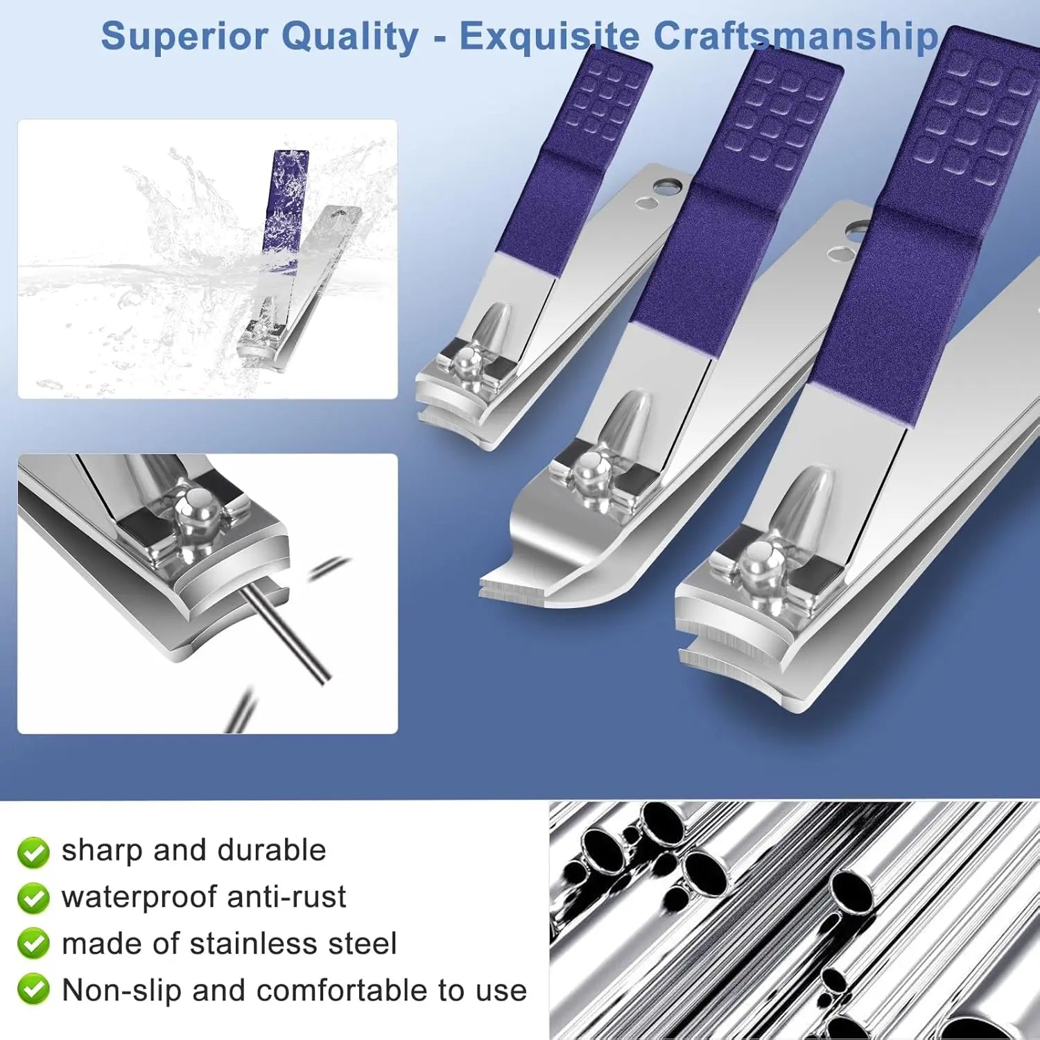 Professional Stainless Steel Manicure and Pedicure Grooming Set - 3
