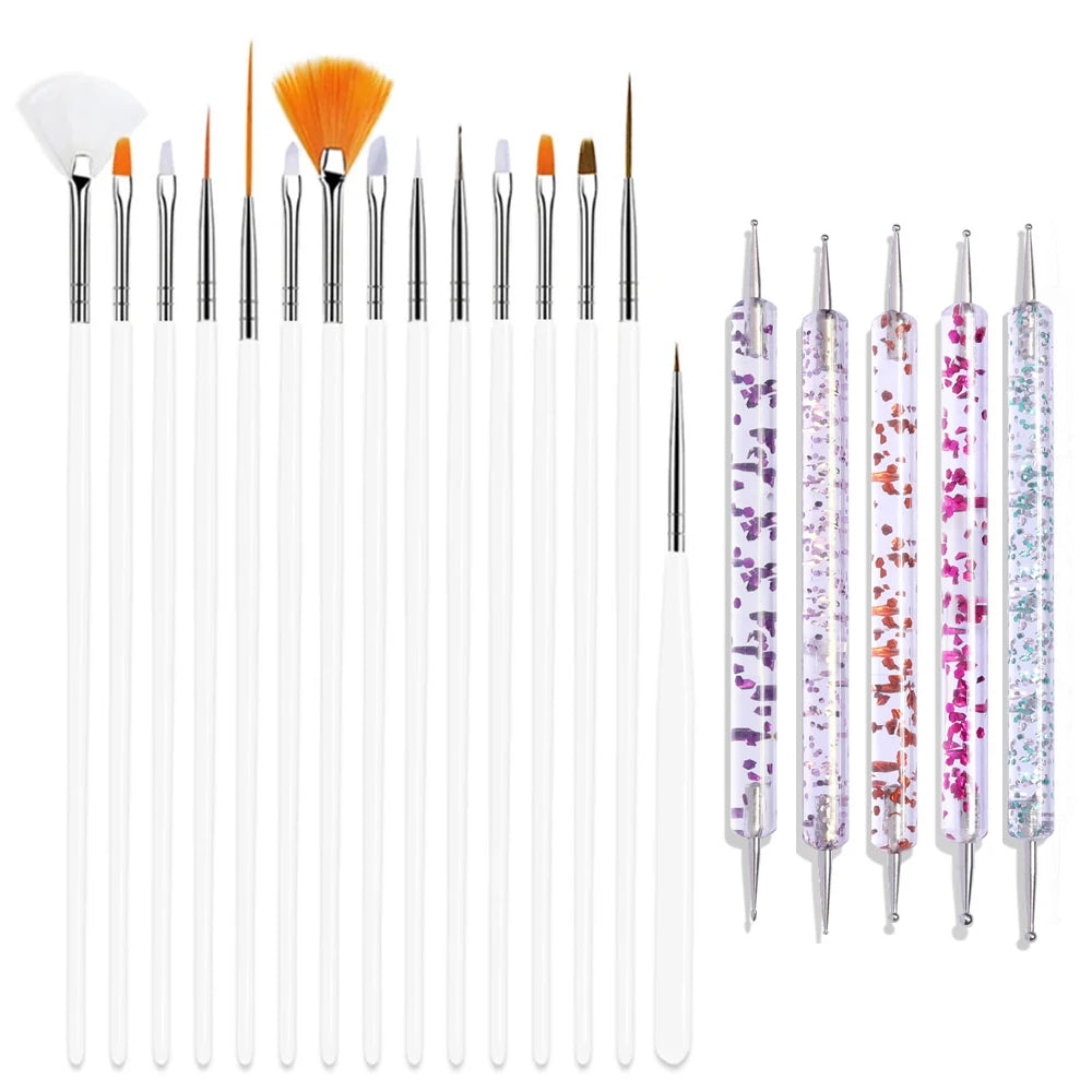 Professional Nail Art Brush and Dotting Tool Set - 17