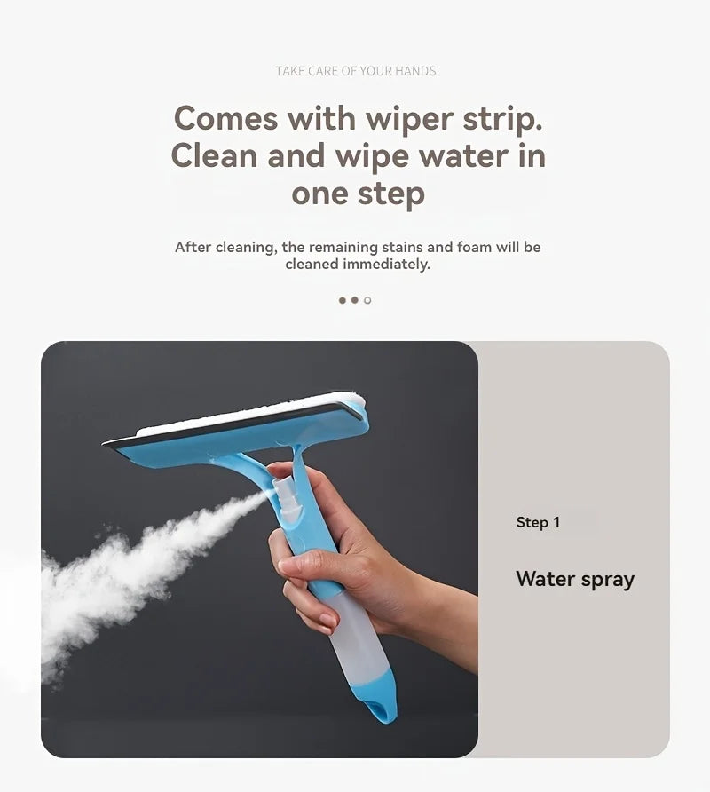 3-in-1 Glass and Window Cleaning Squeegee with Spray Bottle
