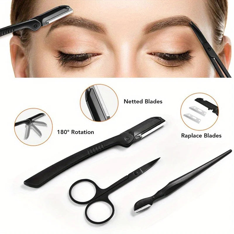 Professional Eyebrow Grooming and Facial Hair Trimmer Set - 9