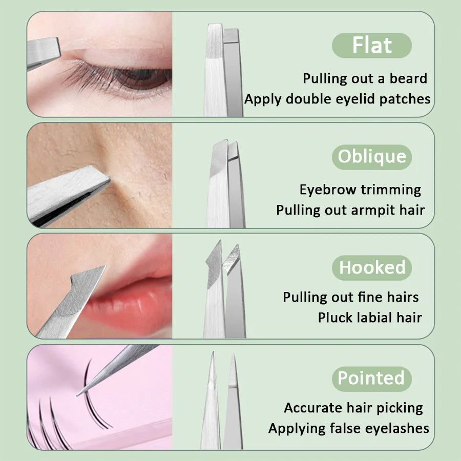 Professional Stainless Steel Eyebrow Tweezer Grooming Set