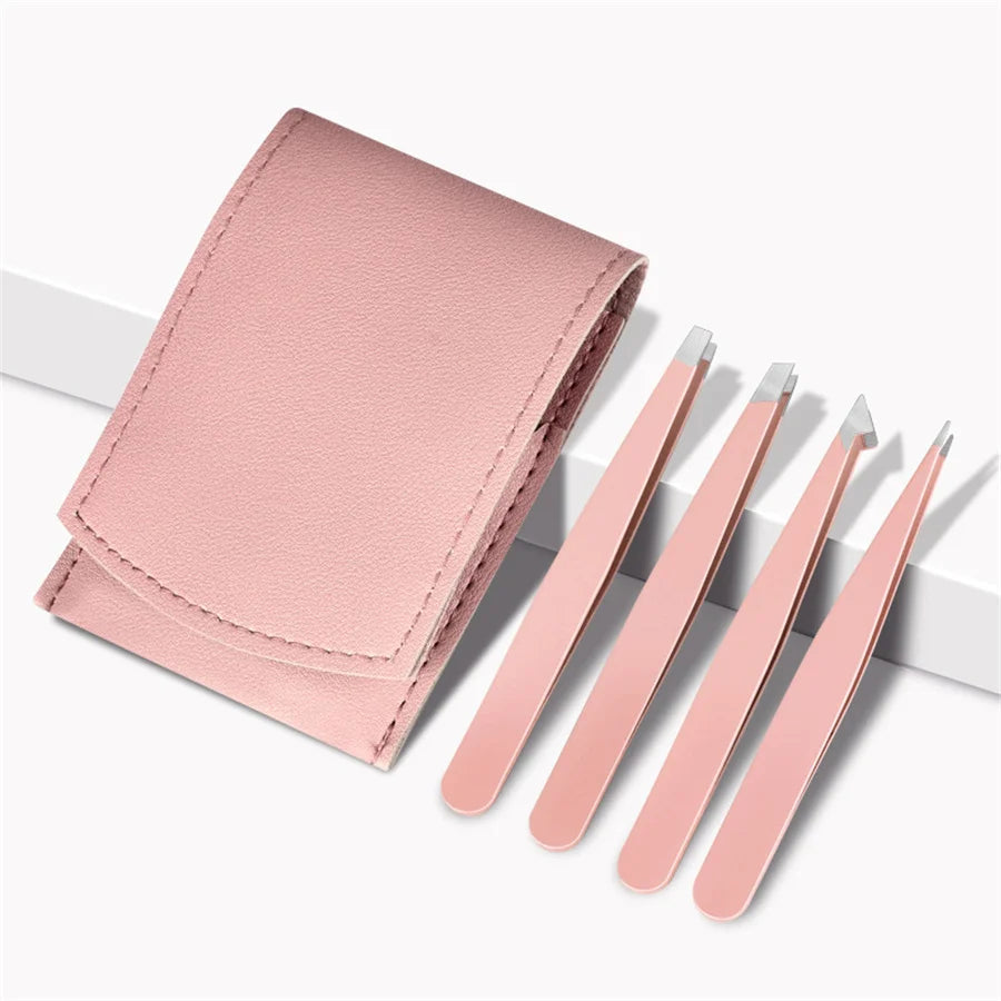 Precision Stainless Steel Eyebrow Tweezer Set - 8