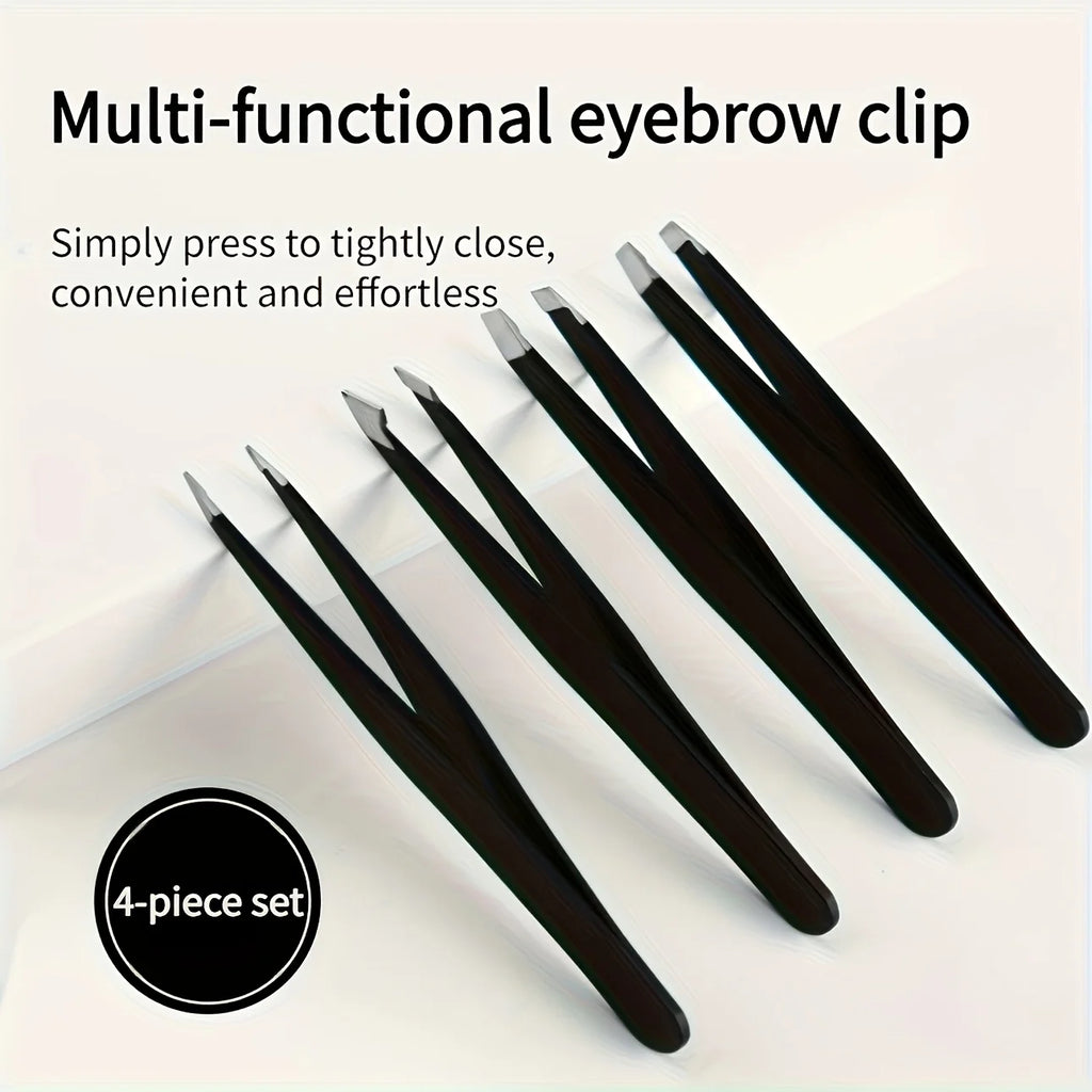 Precision Stainless Steel Eyebrow Tweezer Set