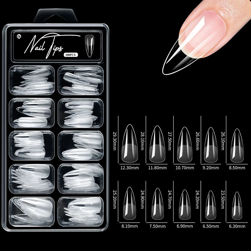 Full Cover Almond Nail Tips for Salon Quality Manicures - 10