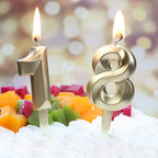 3D Gold Number Birthday Cake Candle