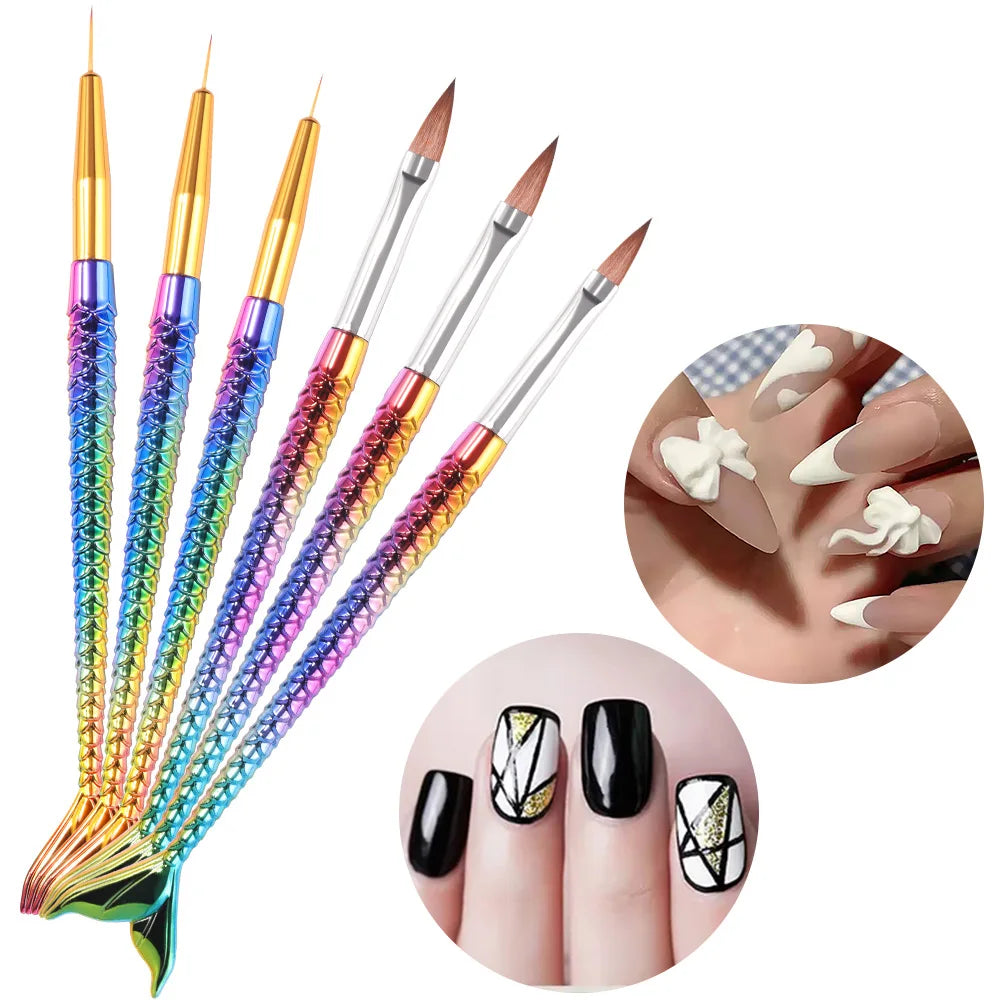 Mermaid Professional Nail Art Brush Set for Manicure Design