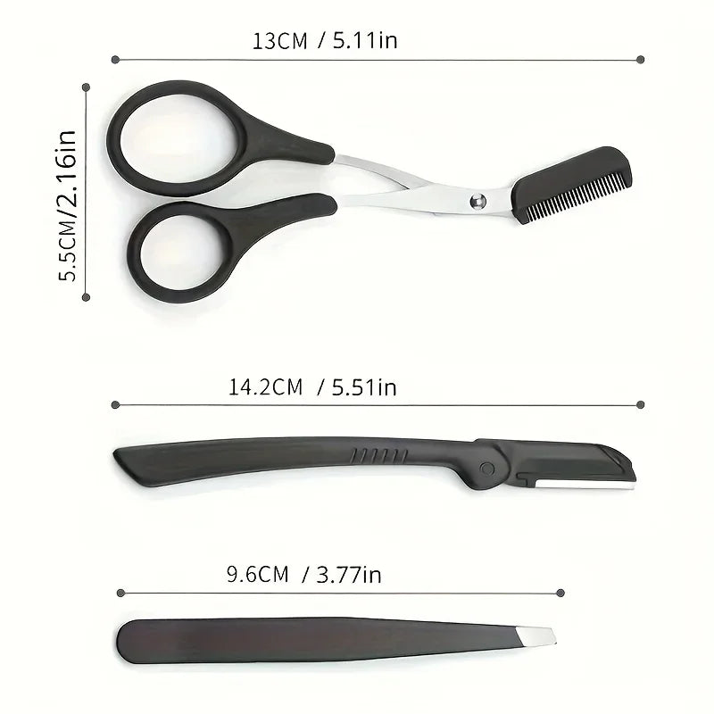 Professional Eyebrow Shaping Trimmer and Tweezer Set