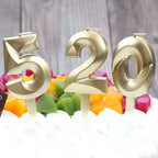 3D Gold Number Birthday Cake Candle