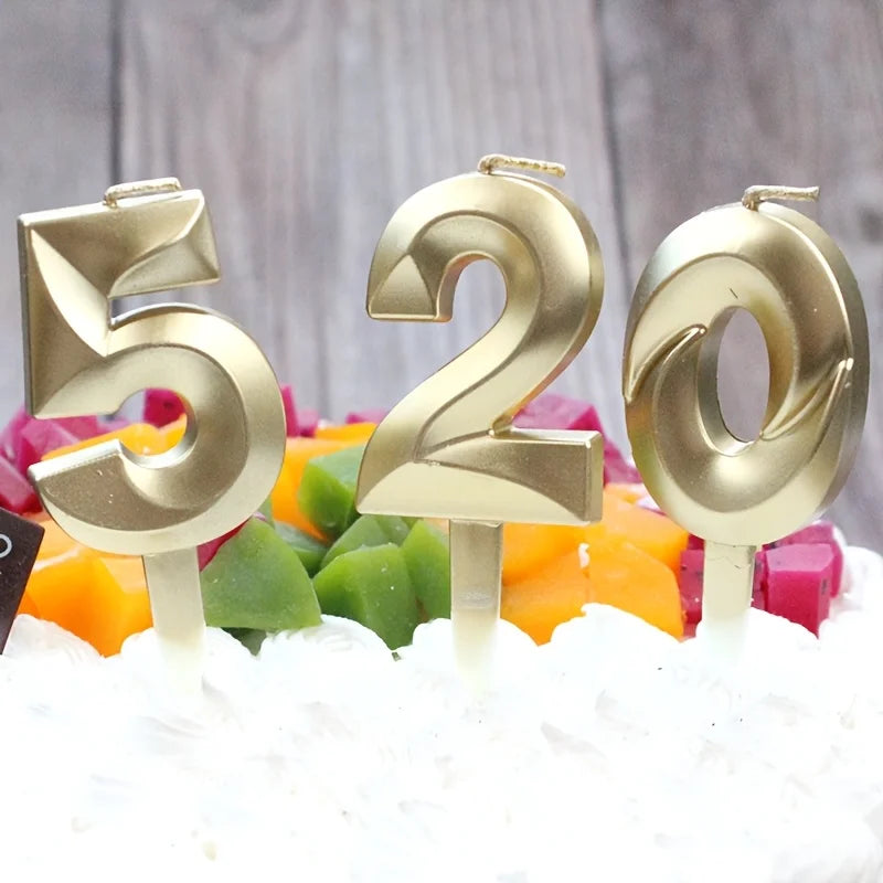 3D Gold Number Birthday Cake Candle