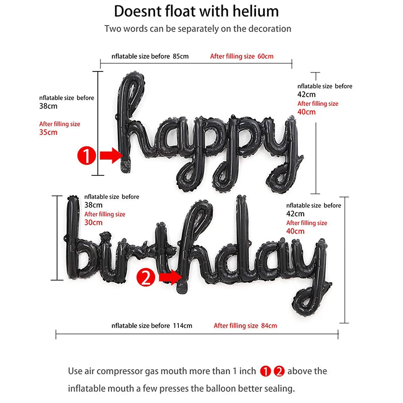 Cursive Happy Birthday Balloon Set - 2