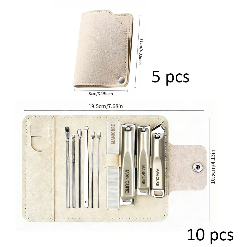 Professional Stainless Steel Manicure and Pedicure Grooming Kit - 10