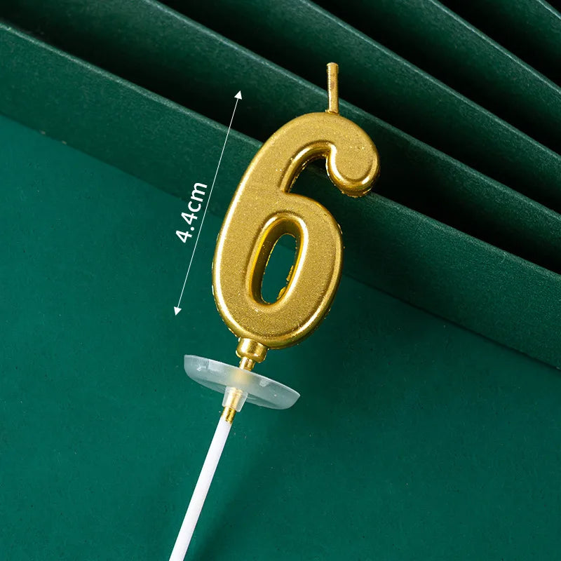 3D Gold Number Birthday Cake Candle - 13
