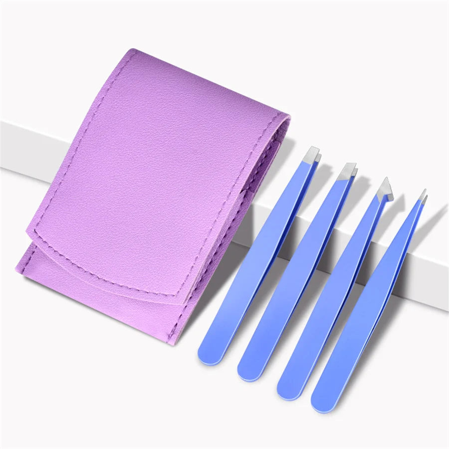 Precision Stainless Steel Eyebrow Tweezer Set - 7