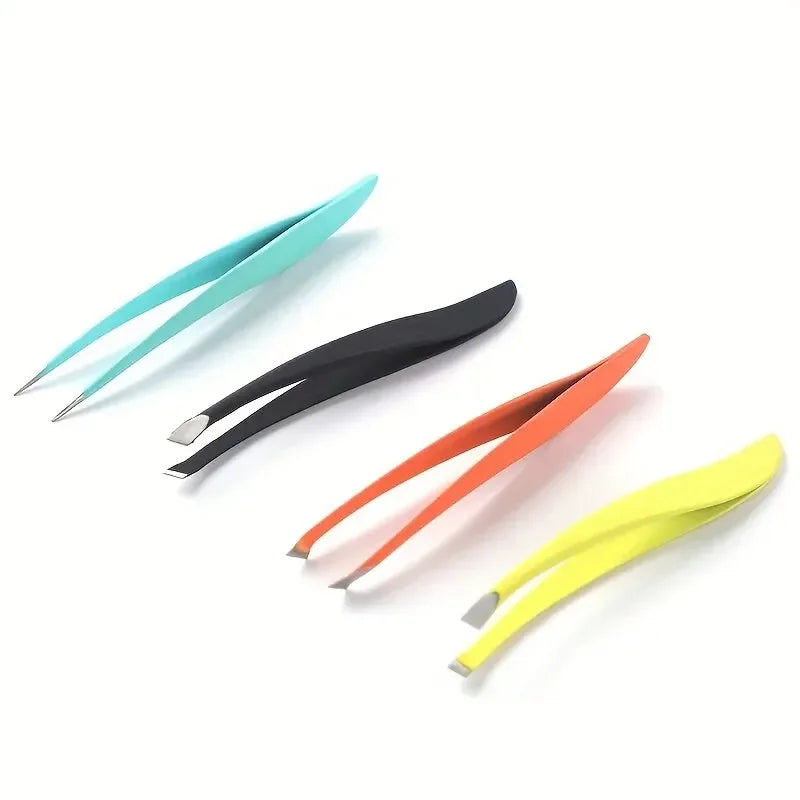 Professional Stainless Steel Eyebrow Tweezer Set - 3