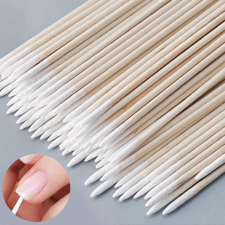 Pointed Precision Cotton Swabs for Nail Art and Makeup
