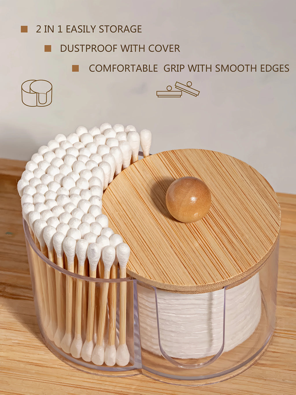 Dual Compartment Cotton Pad and Swab Organizer