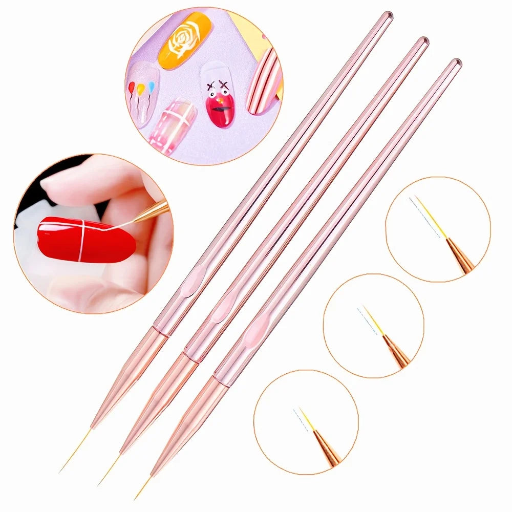 Professional Rose Gold Nail Art Liner Brush Set