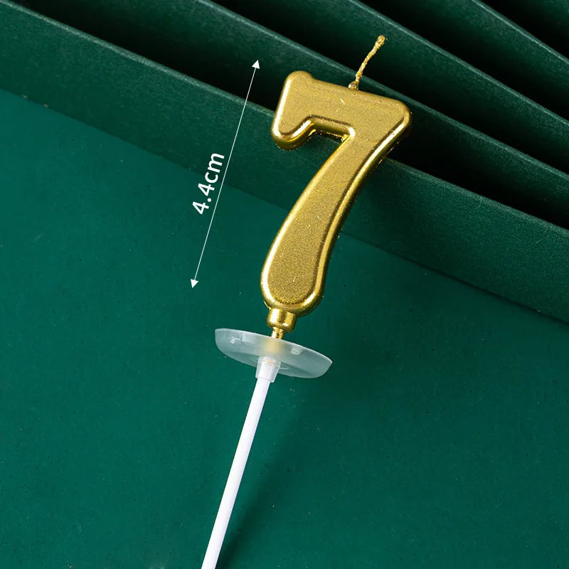 3D Gold Number Birthday Cake Candle
