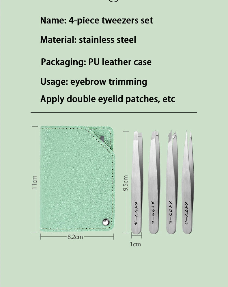 Professional Stainless Steel Eyebrow Tweezer Grooming Set