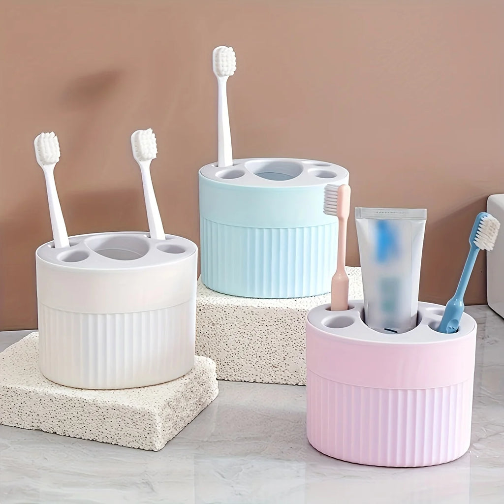 4-Slot Bathroom Toothbrush and Toothpaste Organizer Stand