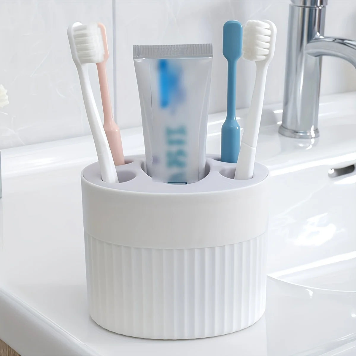 4-Slot Bathroom Toothbrush and Toothpaste Organizer Stand - 7