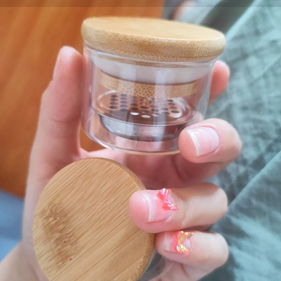 Glass Nail Brush Cleaning Cup with Filter - 5
