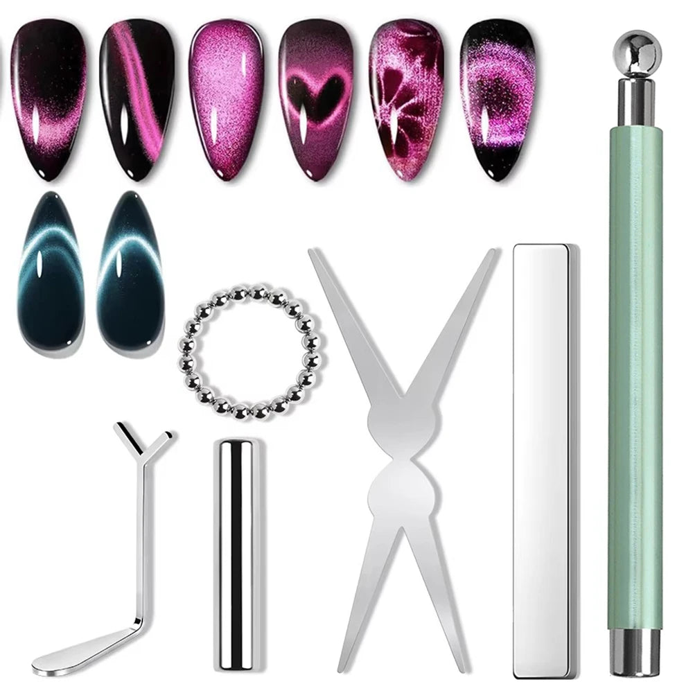 Professional Magnetic Nail Art Tool Set for Cat Eye Polish - 21