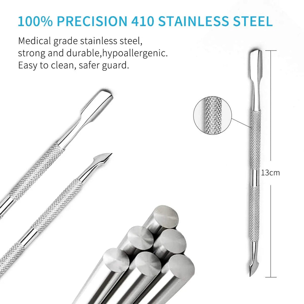 Professional Stainless Steel Dual-Head Cuticle Pusher