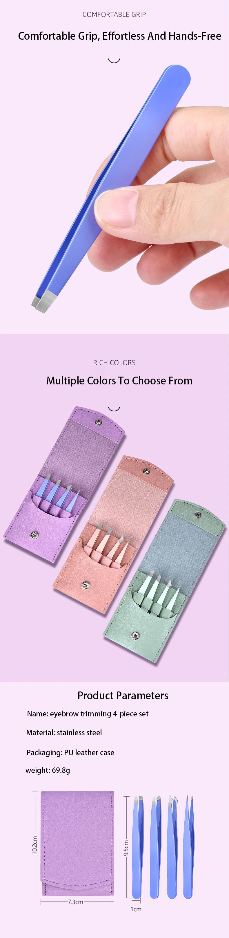 Professional Precision Eyebrow Tweezer Set - 8