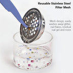Glass Nail Brush Cleaning Cup with Filter