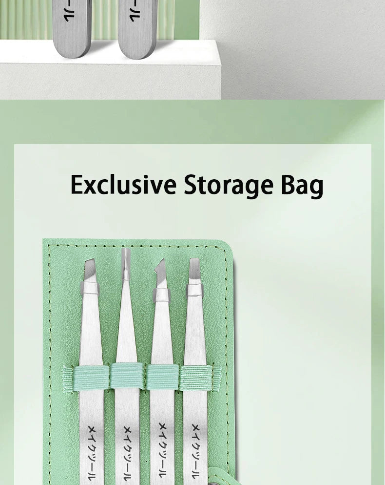 Professional Stainless Steel Eyebrow Tweezer Grooming Set