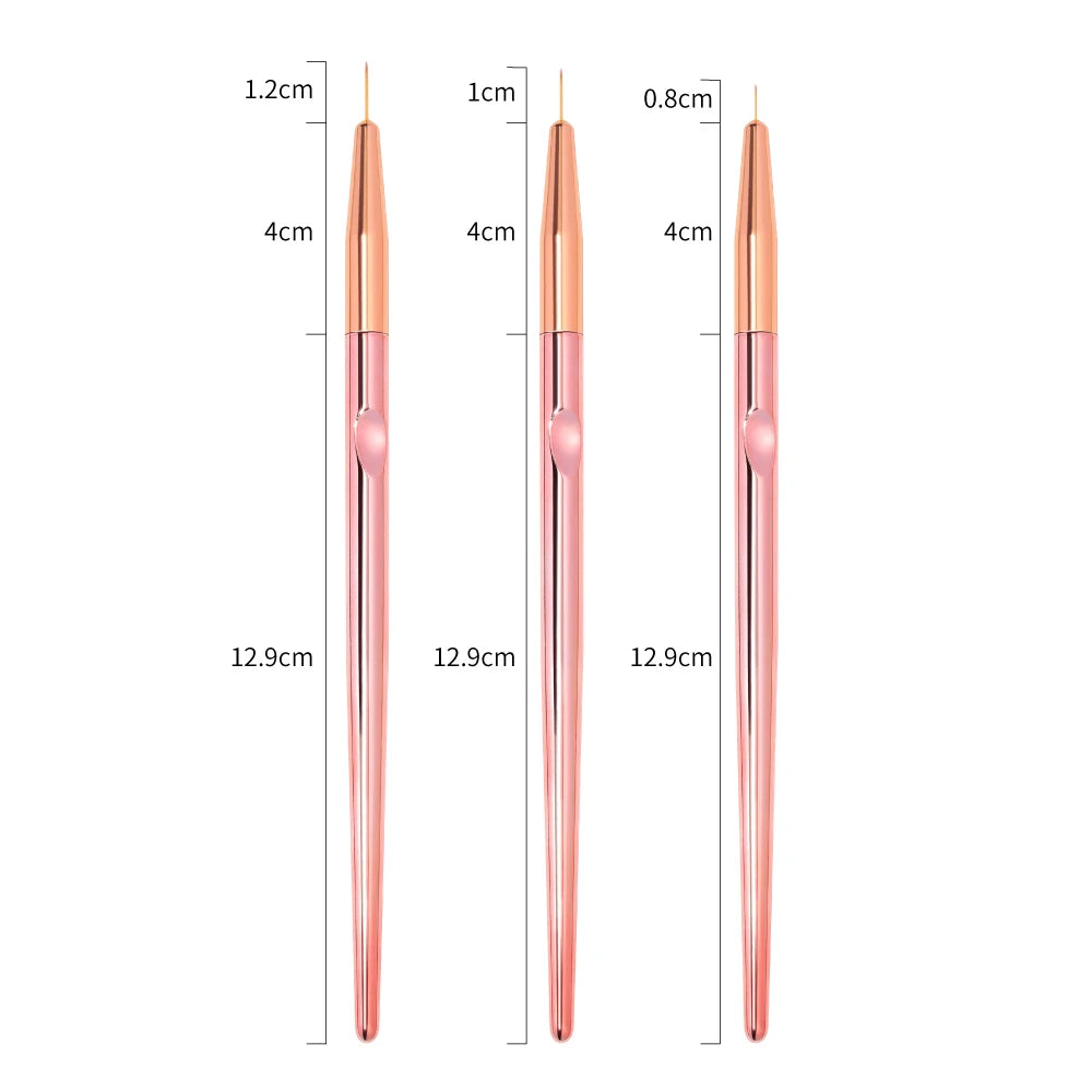 Professional Rose Gold Nail Art Liner Brush Set - 13