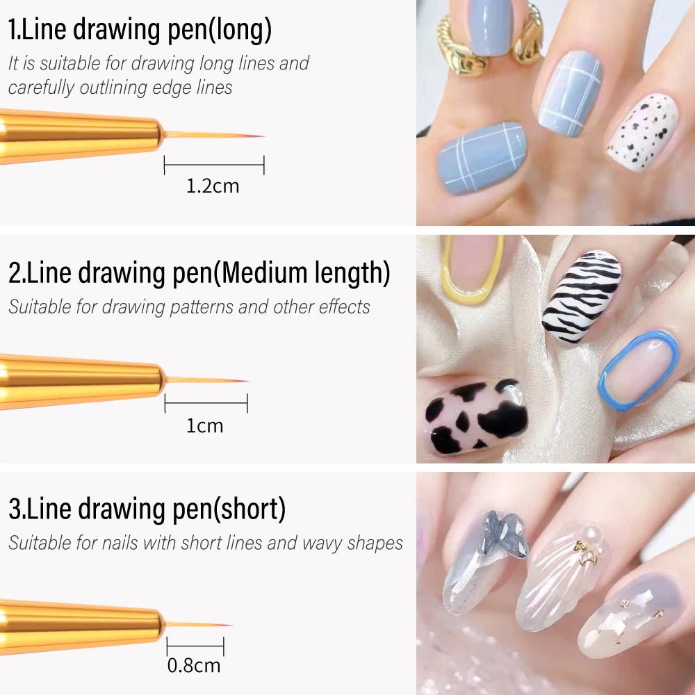Mermaid Professional Nail Art Brush Set for Manicure Design
