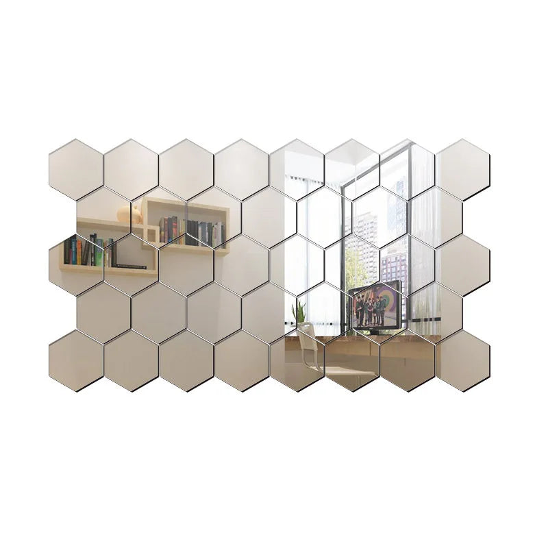 Hexagon Mirror Wall Decor Stickers