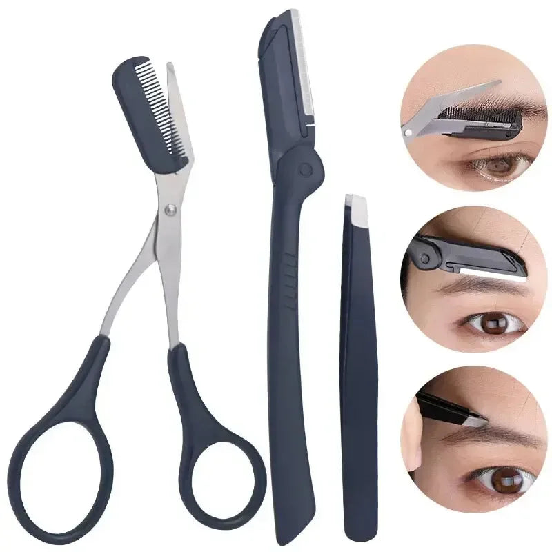 Professional Eyebrow Shaping Trimmer and Tweezer Set