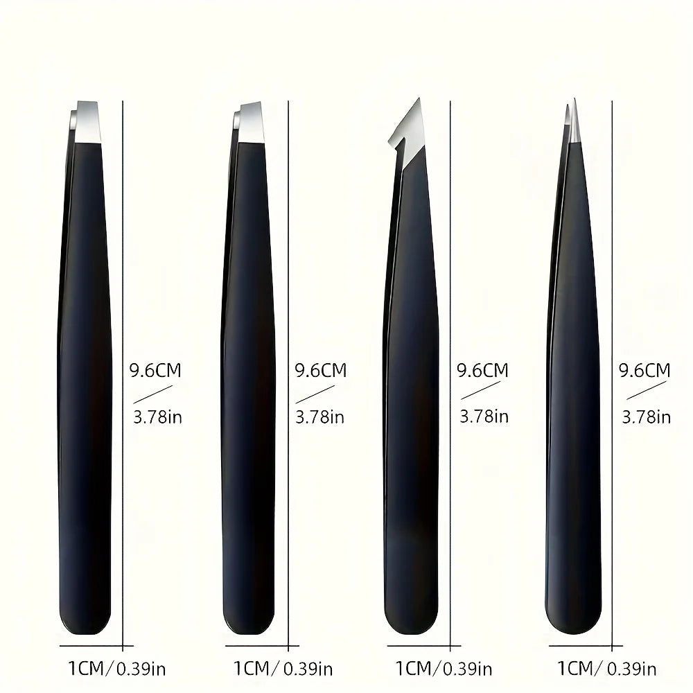 Precision Stainless Steel Eyebrow Tweezer Set - 3