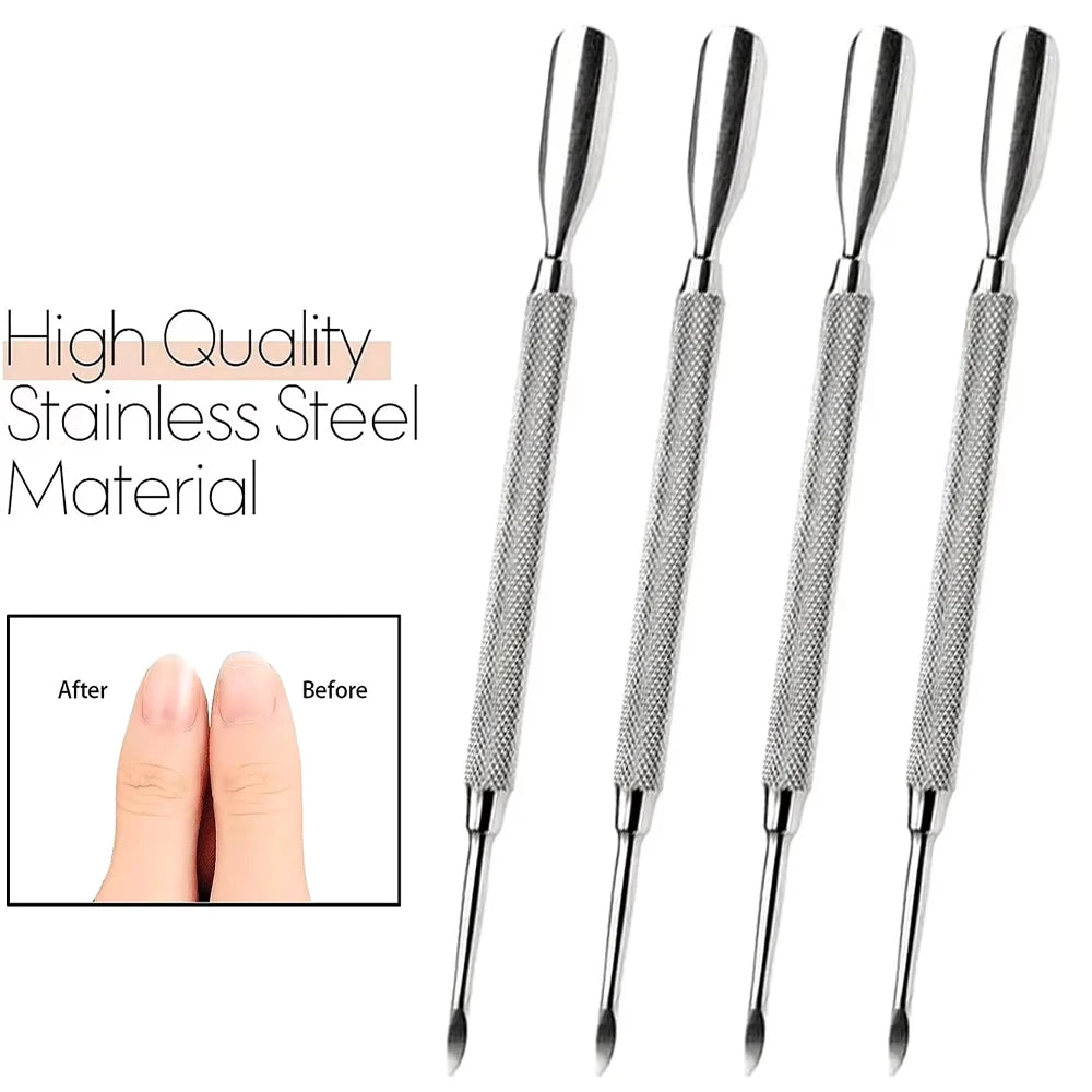 Dual-Ended Stainless Steel Cuticle Pusher and Nail Cleaner - 7