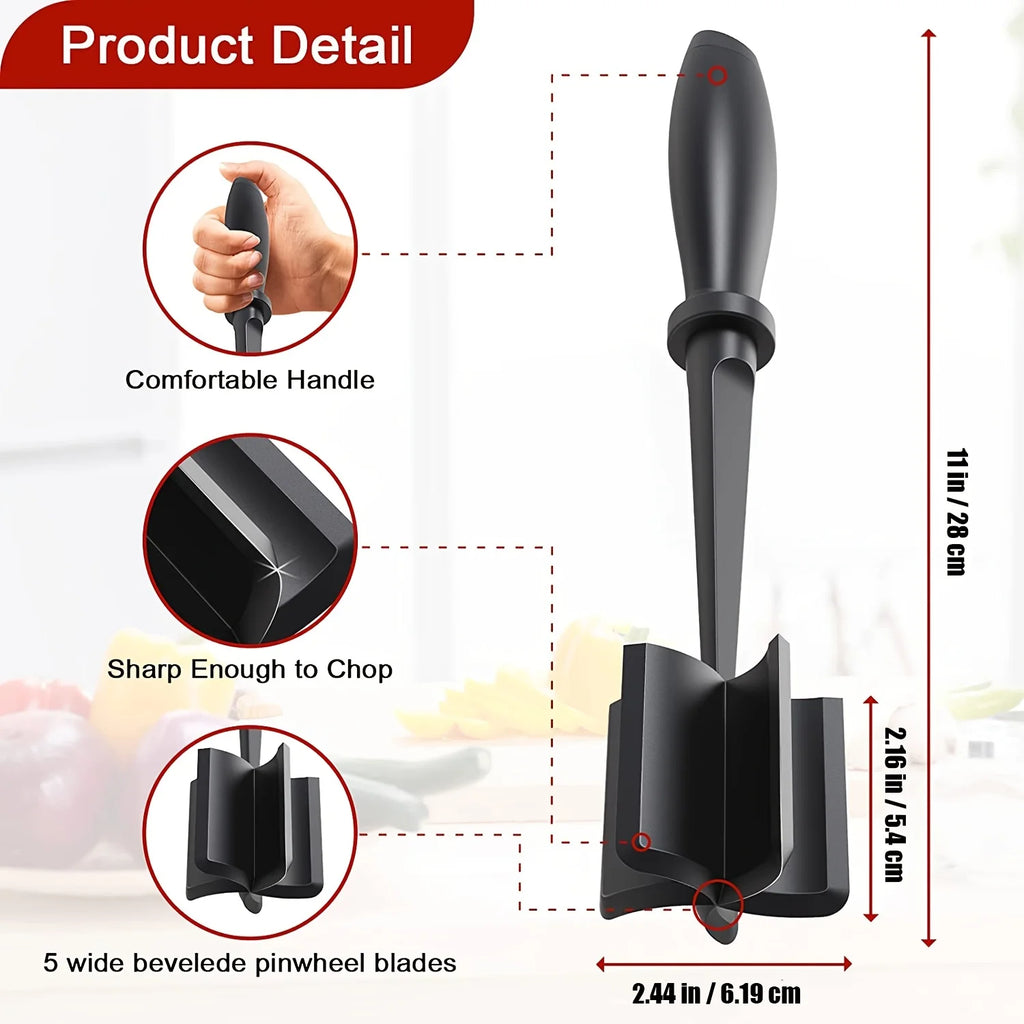 Heat-Resistant Meat Chopper and Masher for Ground Beef